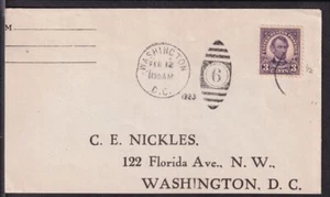1923 Sc 555 3c Lincoln FDC Washington DC cancel to Nickles CV $40 (1G - Picture 1 of 1