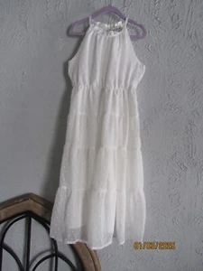 Grace Karin nwot girls 6y white wedding dress sheer oer slip tiered full skirt - Picture 1 of 7