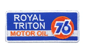 UNION 76 EMBROIDERED PATCH IRON/SEW ON 4" x 1-3/4" ROYAL TRITON MOTOR OIL RACING - Bild 1 von 2