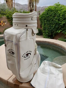 Belding Eye Of The Tiger 10" Staff Golf Bag Faux Leather White With Rain Hood - Picture 1 of 11