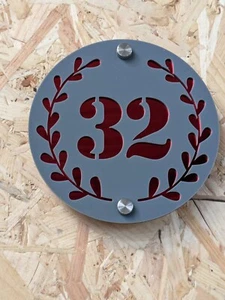 Modern Round Door Number Sign, Acrylic House Sign, Contemporary House Sign - Picture 1 of 3