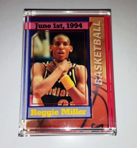 Indiana Pacers Reggie Miller RARE Choke Card Display Piece Desk Top Paperweight - Picture 1 of 2