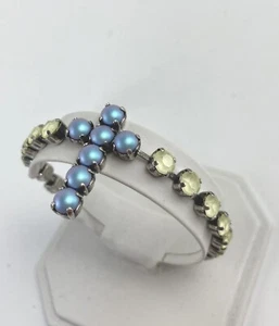 Kreuz Armband gelb/blau aus Swarovski/Antiksilber/Handarbeit - Bild 1 von 10