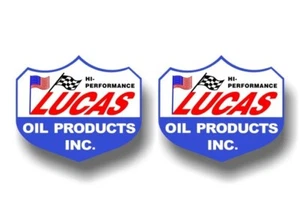 2 LUCAS SHIELD Oil 4" Decals Car Fuel Stabilizer Additive Vinyl Racing Stickers - Bild 1 von 3