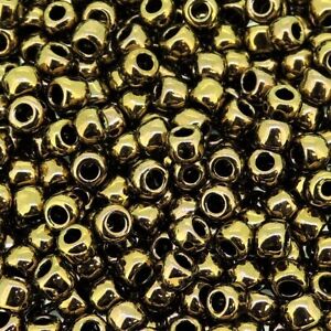 Toho Seed Beads Round Size 6/0, 26 Grams, 6 Inch Tube, Antique Bronze