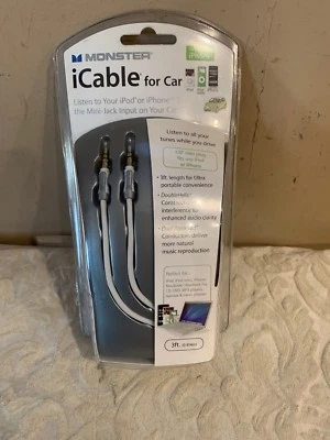 Monster iCable For Car 1/8" Mini Plug 3 ft Long for iPod iPod Nano iPhone (a) - Image 1 of 4