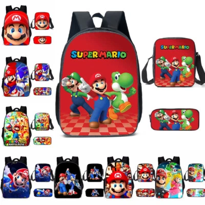 Super Mario Bros Movie Game Kids School Backpack Cooler Lunch Bag Pen Bag Lot