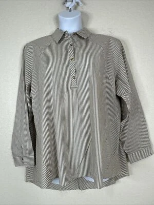 Camisa Popover Cato Mujer Talla Grande 22/24W (2X) Marrón Punta Manga Larga Foto 1 de 4