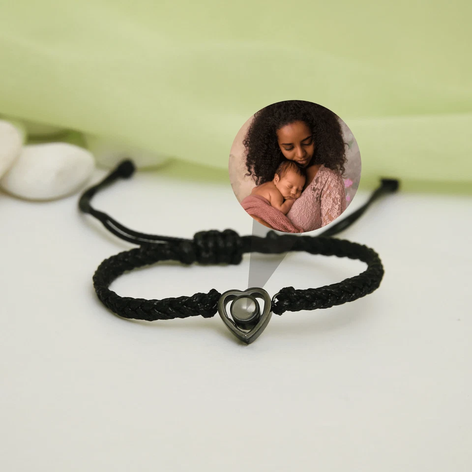 Pulsera Cuerda Proyección Foto Corazón Personalizada • Regalo Aniversario para Amigo Foto 1 de 4