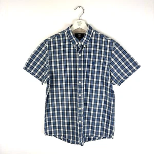 Timberland Mens Shirt Blue Large Check Slim Fit Earthkeepers Short Sleeve - Picture 1 of 19