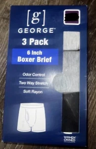 George 3-Pack Mens Boxer Brief Underwear Rayon Blend 6" Stretch (B) ~ S (28-30) - Picture 1 of 3