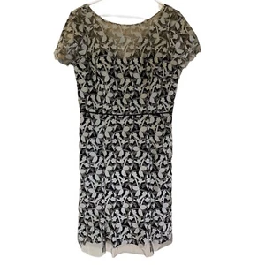 J S Collections Black Gold Floral Lace Dress Size 12 NWT Short Sleeve $288 MOB - Picture 1 of 10