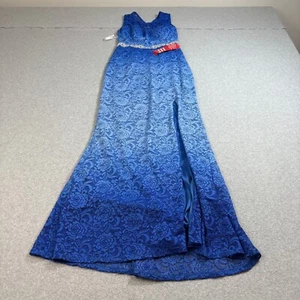 City Triangles Dress Women 10 Blue Ombre Lace Shimmery Pageant Formal Fairy Y2K - Picture 1 of 13