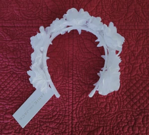 Janie and Jack Girls NWT White Flower Crown Headband OS - Picture 1 of 3