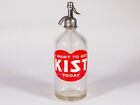 RARE Czech Vintage Seltzer Bottle - Red Heart 'I Want To Get Kist Today' Label