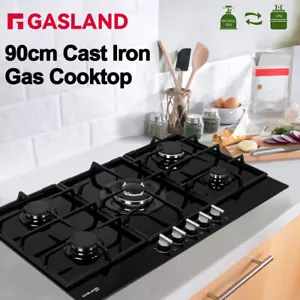 GASLAND chef 90CM Gas Cooktop 5 Burner Glass Stove Knobs NG LPG Cast Iron Trivet - Picture 1 of 12