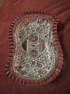 McKee Glass Co. Fentec Relish Dish With Red Gilt Sawtooth Trim By Melanie’s Mena - Picture 1 of 2