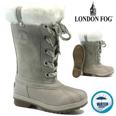 LONDON FOG DAMEN NEU WARME SCHNEESTIEFEL WINTER WASSERDICHT MUCKER THERMO WELLINGTONS FELL