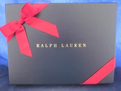 Caja de Regalo Ralph Lauren Azul Marino Oro Letras 2.25" x 16" x 10.5" Cinta Roja EX Foto 1 de 3