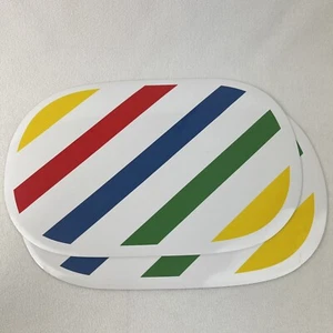 Vintage Oval Rainbow Striped Placemats Pride Set of 2 - Picture 1 of 4