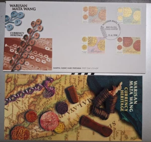 1998 Malaysia Currency Heritage Warisan Mata Wang Duit Money Stamp FDC c/w Broch - Picture 1 of 5
