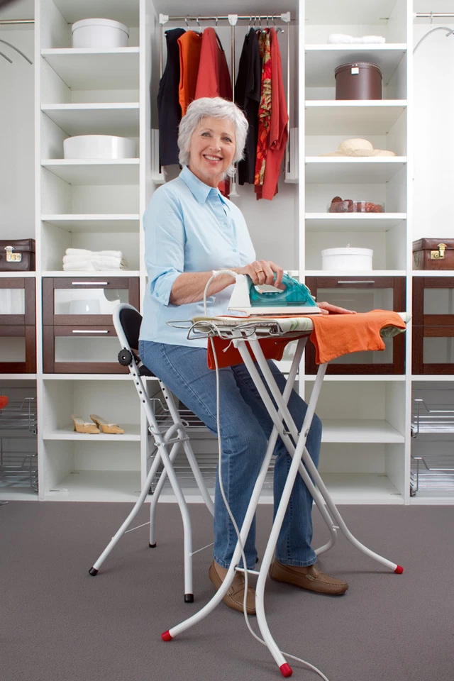 Russka Stehhilfe zusammenklappbar, höhenverstellbar, Stehstuhl Bügelstuhl - Bild 1 von 1