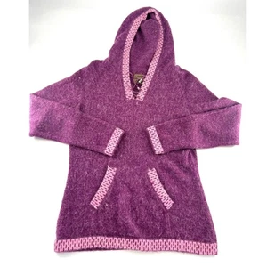 Suéter para mujer The Alpaca Connection mediano púrpura rosa bolsillos con capucha suave - Imagen 1 de 9
