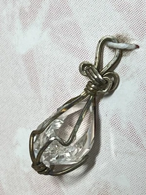 Прозрачный Herkimer бриллиант натуральный драгоценный камень подвеска серебряная пластина проволока обернутый #1 - Изображение 1 из 4