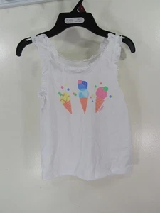 New 365 Kids Mini Ruffle Tank Size 6 White Icecream - Picture 1 of 7