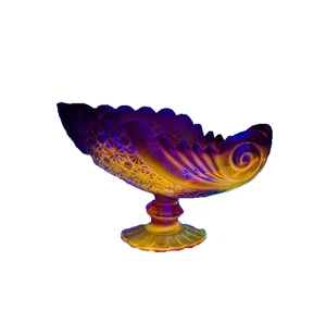 Vintage LG Wright Daisy & Button Amberina 6 3/4" Tall x 11.5" Long Console Bowl - Picture 1 of 12