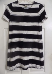 Women's Ann Taylor Loft Outlet Size XS Black & White Short Sleeve Dress Pullover - Picture 1 of 5