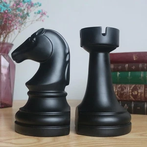 Bookends for Shelves Non Skid Resin Chess Book Ends Decorative Bookends Uniqu... - Picture 1 of 6