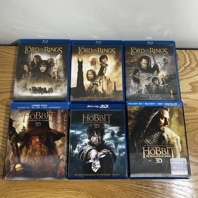 The Hobbit Trilogy (Blu-ray 3D) & Lord Of The Rings Trilogy (Blu-ray): Very Good Foto 1 de 4