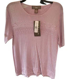 Norton McNaughton Petites Lavendel Kurzarm Pullover Oberteil M Baumwollmischung Strick - Bild 1 von 3