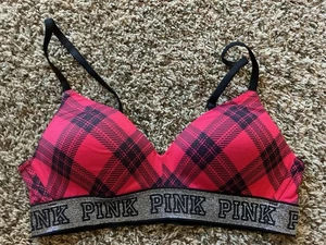 Victoria Secret Wear Everywhere BH 36A ohne Bügel leicht gefüttert rot kariert sehr guter Zustand - Bild 1 von 13