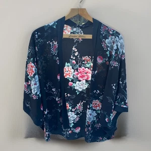 Size 20 Black Floral Chiffon Kimono Blouse From New Look Curve Plus Beautiful - Picture 1 of 11