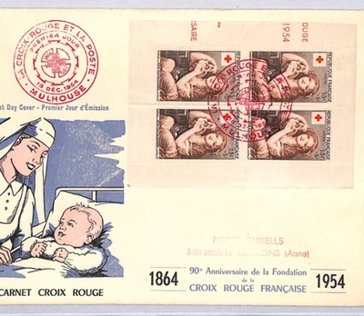 FRANCE FDC Red Cross 90th Anniversary First Day Cover 1954{samwells-covers}YF316 - Image 1 of 4