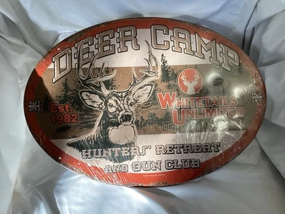 Deer Camp - All Metal Oval Sign, Sealed, Never Opened. - Image 1 of 4