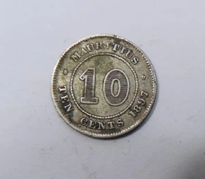 10 centavos de plata reina Victoria de Mauricio 1897 MUY ESCASOS - Imagen 1 de 2