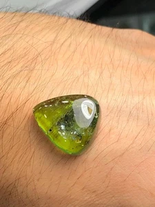 Green Tourmaline Cabochon 23.30 ct - Polished Flat Back Gem - Picture 1 of 9