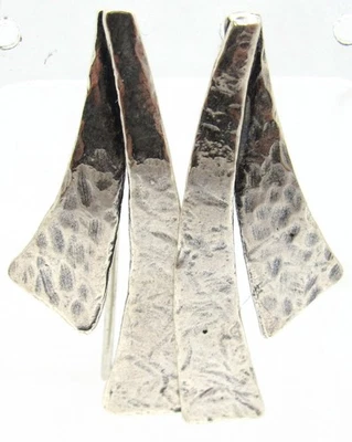 STERLING SILVER SILPADA BRUTILAST HAMMERED TEXTURED EAR CLIMBER EARRINGS ESTATE - Image 1 of 4