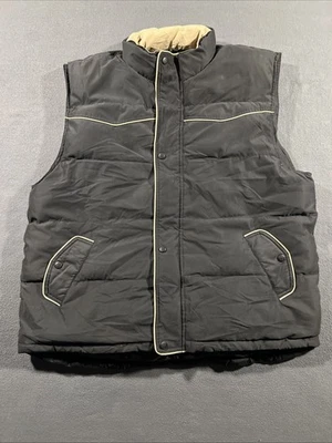 Outback Trading Down Vest Men's XL Charcoal Western Yolk Full Zip Rancher *READ* - Image 1 of 4