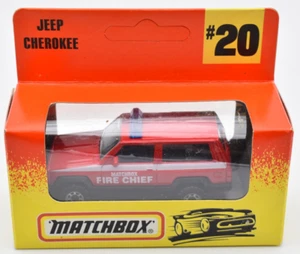 Matchbox Superfast #20 Jeep Cherokee Fire Chef Car red. China. window box - Picture 1 of 3