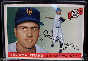 1955 Topps JOE AMALFITANO #144 Baseball Card-VG/EX Condition-NEW YORK GIANTS - Picture 1 of 2