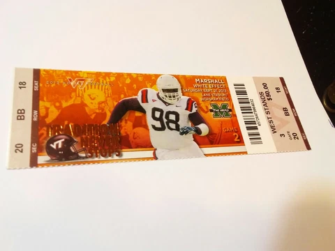 2013 Marshall Virginia Tech Hokies Football Ticket Stub Cover