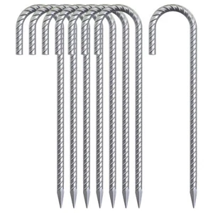 16 Inch Rebar Tent Stakes Heavy Duty J Hook Ground Anchor Galvanized Steel Metal - Picture 1 of 6