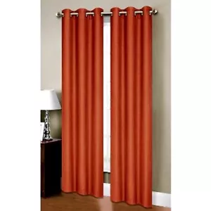 1 ORANGE SOLID PANEL THERMAL LINED BLACKOUT GROMMET WINDOW CURTAIN K32 84" - Picture 1 of 1