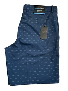 Greg Norman Golfshorts Größe 36 UVP 65 $ marineblau LSF Stretch Haifischmuster - Bild 1 von 7