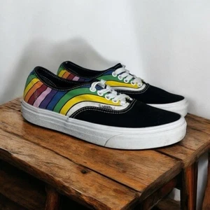Vans Para Mujer Talla 9 Para Hombre 7.5 Negro Refracto Arco Iris Rayas Tenis Zapato de Skate - Imagen 1 de 13