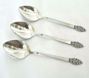 Oneida Stainless Nordic Crown 3 Soup Spoons Flatware Floral Tip Vtg 1973 - Bild 1 von 6